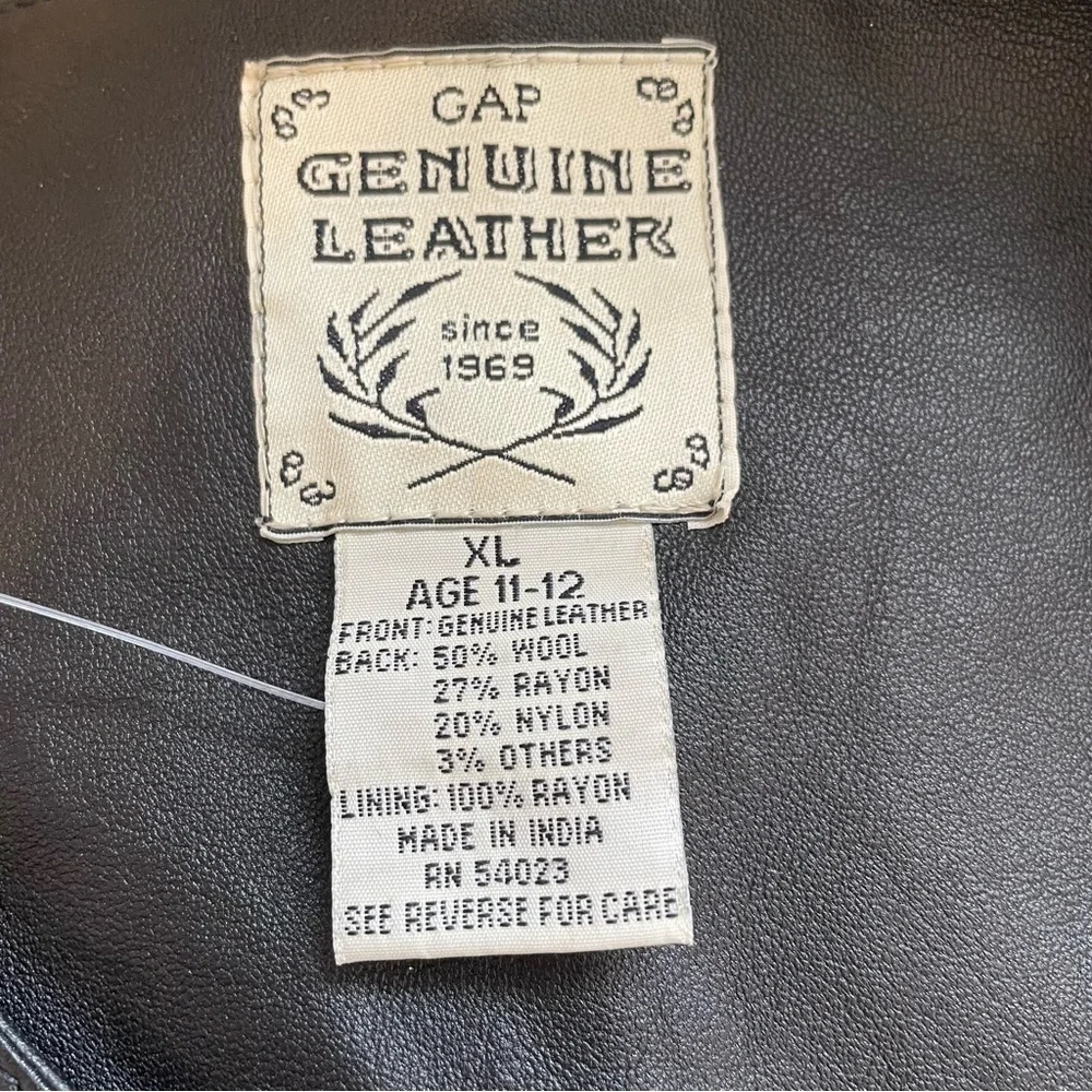 Gap Kids Black Leather Vest - Girls Size XL Age 11-12 - Leather Wool